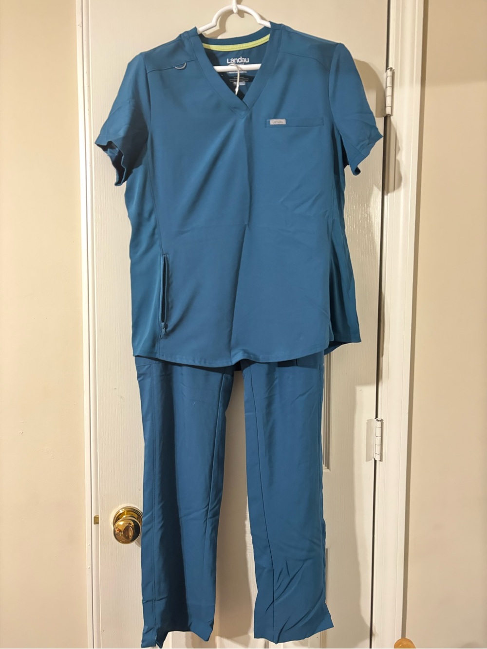 Landau Women's Caribbean Scrub Set - V-Neck Top & Straight Leg Pants